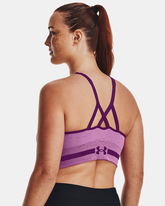 Women's UA Seamless Low Long Heather Sports Bra in Purple image number 6
